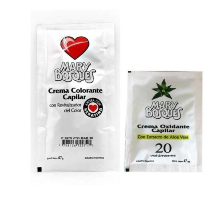 Crema colorante Mary Bosques -sobre x 47 g. + CREMA OXI 20 VOL                    PROMO!!