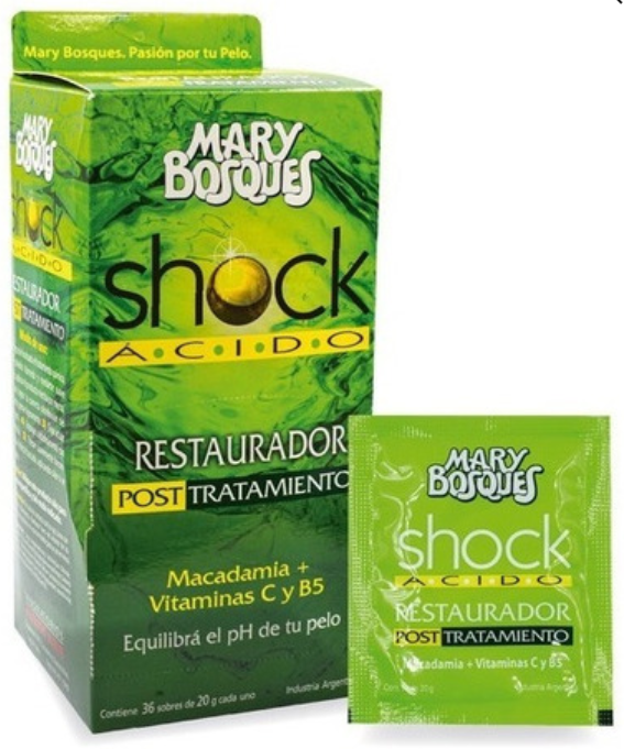M.BOSQUES Shock Acido-equilibrante post tratamientos quimicos-sobre x 20 g.-caja x 36 u.-