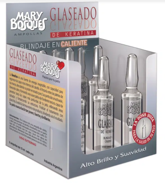 Glaseado de Keratina-blindaje en caliente-ampolla x 10 ml.-caja x 6 u.-