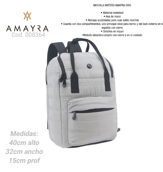 MOCHILA MATERA AMAYRA GRIS                              