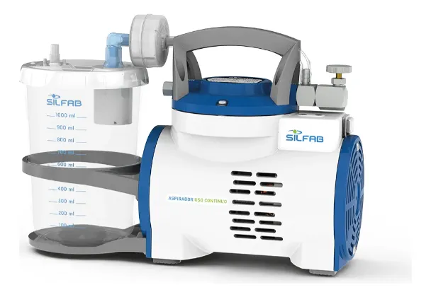 Aspirador de uso continuo SILFAB Blanco 220V/50Hz, frasco de 1 litro, con vacuómetro