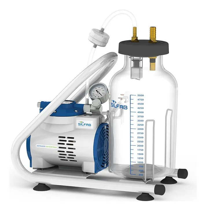 Aspirador de uso continuo SILFAB Blanco 220V/50Hz, frasco de 5 litros, con vacuómetro
