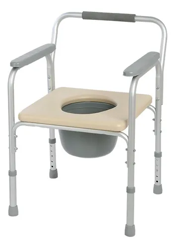 Asiento inodoro portátil de aluminio con apoyabrazos
