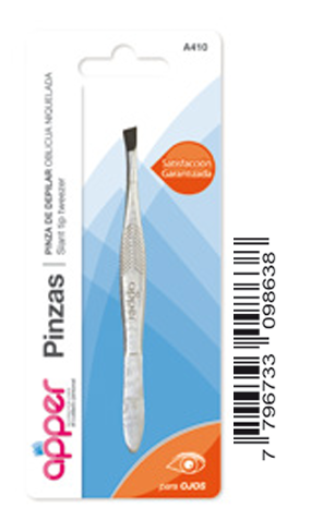 Pinza de depilar oblicua niquelada en blister