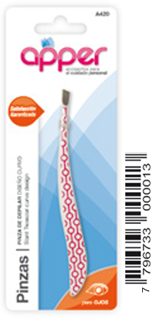 Pinza de depilar diseño curvo estampada APPER
