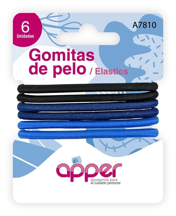 Gomitas de pelo x 6 un. colores lisos 4mm