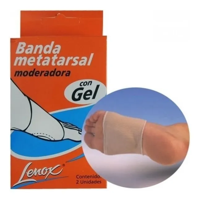 BANDA METATARSAL MODERADORA. Oliva gel revestida caja x 2 unidades, tamaño chico