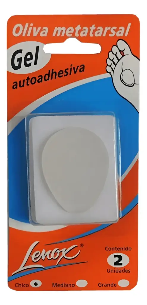 OLIVA METATARSAL AUTOADHESIVA DE GEL. Blister x 2 unidades, tamaño grande