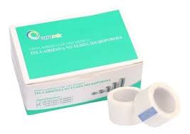 CINTA ADHESIVA DE TELA MICROPOROSA. ESTUCHE X 1 Unid. Tamaños 5 x 9 Mts.