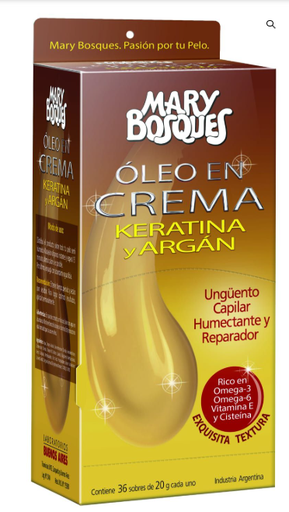 [BR15028] Oleo Keratina y Argan EN CREMA-ungüento capilar-sobre x 20 g.-caja x 36 u.-