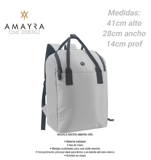 [PL.MA 008362      ] MOCHILA MATERA AMAYRA GRIS  PL.MA 008362      