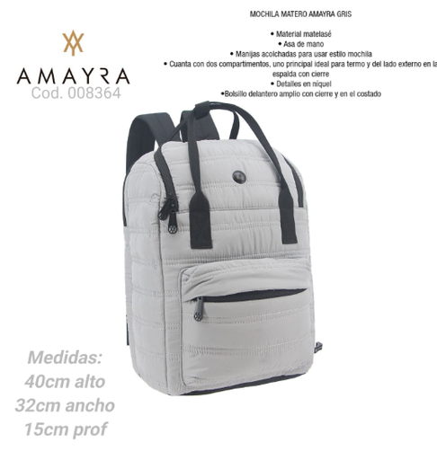 [PL.MA 008364      ] MOCHILA MATERA AMAYRA GRIS                              