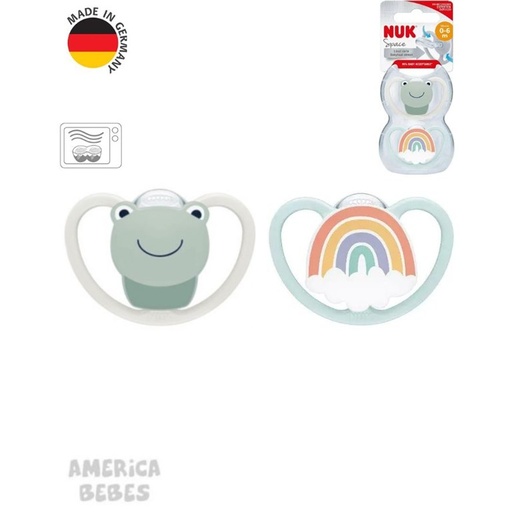 [DF.NUK 10730903] Set de 2 Chup. Space 0-6 meses Rana/Arco Iris