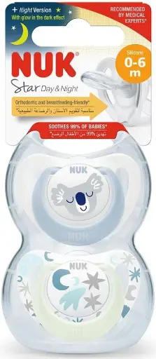 [DF.NUK 10730170] Set de 2 Chup. Star Día & Noche 0-6 meses Koala Celeste