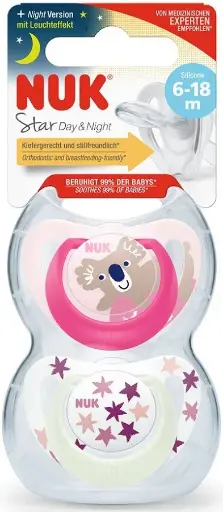 [DF.NUK 10736782] Set de 2 Chup. Star Día & Noche 6-18 meses Koala Rosa