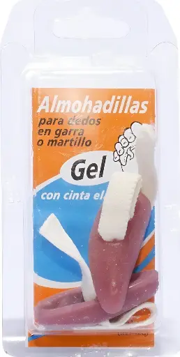 [DF.LE 8182] ALMOHADILLAS PARA DEDOS EN GARRA O MARTILLO DE GEL PURO. Blister x 2 unidades, tamaño mediano