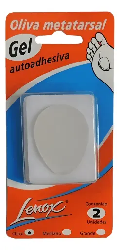 [DF.LE 8095] OLIVA METATARSAL AUTOADHESIVA DE GEL. Blister x 2 unidades, tamaño chico